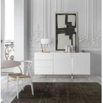 Paris Prix Buffet 2 Portes Design "Laura" 180cm Blanc Laqué
