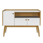 paris prix Buffet 3 Portes & 1 Niche "Farsta" 115cm Chêne & Blanc