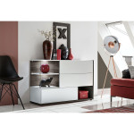 Paris Prix Buffet 3 Portes & 3 Niveaux "Silk" 120cm Blanc & Marron