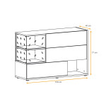 Paris Prix Buffet 3 Portes & 3 Niveaux "Silk" 120cm Blanc & Marron
