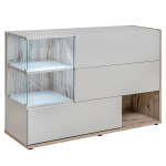 Paris Prix Buffet 3 Portes & 3 Niveaux "Silk" 120cm Gris Clair & Naturel