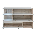 Paris Prix Buffet 3 Portes & 3 Niveaux "Silk" 120cm Gris Clair & Naturel
