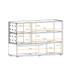 Paris Prix Buffet 3 Portes & 3 Niveaux "Silk" 120cm Gris & Naturel