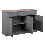 Paris Prix Buffet 3 Portes & 3 Tiroirs "Zernan" 131cm Gris