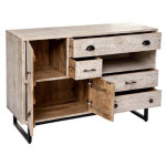 Paris Prix Buffet 3 Portes & 4 Tiroirs "Ajay" 115cm Naturel