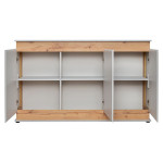 Paris Prix Buffet 3 Portes Design "Berlin" 150cm Gris & Naturel