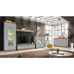 Paris Prix Buffet 3 Portes Design "Berlin" 150cm Gris & Naturel