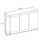 Paris Prix Buffet 3 Portes Design "Berlin" 150cm Gris & Naturel