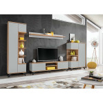 Paris Prix Buffet 3 Portes Design "Bogota" 160cm Gris & Naturel