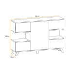 Paris Prix Buffet 3 Portes Design "Bogota" 160cm Gris & Naturel