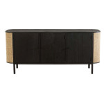 Paris Prix Buffet 3 Portes En Rotin "Molly" 180cm Noir & Beige