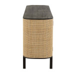 Paris Prix Buffet 3 Portes En Rotin "Molly" 180cm Noir & Beige