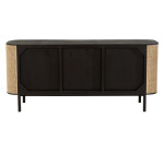 Paris Prix Buffet 3 Portes En Rotin "Molly" 180cm Noir & Beige