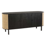paris prix Buffet 3 Portes en Rotin "Molly" 180cm Noir & Beige