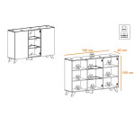 Paris Prix Buffet 3 Portes LED "Thin" 150cm Noir & Naturel