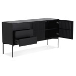 Paris Prix Buffet 3 Tiroirs & 2 Portes Design "Lasco" 160cm Noir
