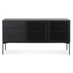 Paris Prix Buffet 3 Tiroirs & 2 Portes Design "Lasco" 160cm Noir