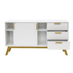 Paris Prix Buffet 3 Tiroirs & 2 Portes "Kensal" 149cm Chêne & Blanc