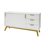 Paris Prix Buffet 3 Tiroirs & 2 Portes "Kensal" 149cm Chêne & Blanc