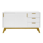 paris prix Buffet 3 Tiroirs & 2 Portes "Kensal" 149cm Chêne & Blanc