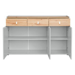 Paris Prix Buffet 3 Tiroirs Design "Vivero" 139cm Gris & Naturel
