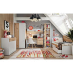 Paris Prix Buffet 3 Tiroirs Design "Vivero" 139cm Gris & Naturel