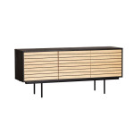 Paris Prix Buffet 4 Portes & 2 Niveaux "Stripe" 161cm Chêne & Noir