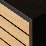 Paris Prix Buffet 4 Portes & 2 Niveaux "Stripe" 161cm Chêne & Noir
