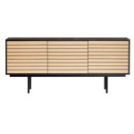 paris prix Buffet 4 Portes & 2 Niveaux "Stripe" 161cm Chêne & Noir