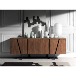Paris Prix Buffet 4 Portes Design "Elios" 180cm Noyer & Noir