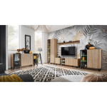 Paris Prix Buffet 4 Portes Design "Liam" 160cm Naturel & Noir