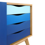 Paris Prix Buffet 4 Tiroirs & 1 Porte "Avon" 128cm Chêne & Bleu Foncé