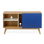 Paris Prix Buffet 4 Tiroirs & 1 Porte "Avon" 128cm Chêne & Bleu Foncé