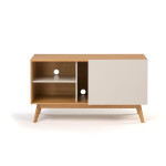 Paris Prix Buffet 4 Tiroirs & 1 Porte "Avon" 128cm Chêne & Gris