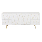 Paris Prix Buffet 4 Tiroirs & 2 Portes "Remina" 150cm Blanc & Or
