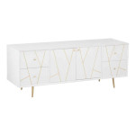 paris prix Buffet 4 Tiroirs & 2 Portes "Remina" 150cm Blanc & Or
