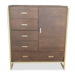 Paris Prix Buffet 5 Tiroirs & 1 Porte "Bynard" 112cm Marron & Or