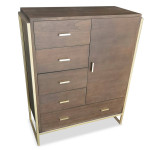 Paris Prix Buffet 5 Tiroirs & 1 Porte "Bynard" 112cm Marron & Or