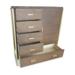 Paris Prix Buffet 5 Tiroirs & 1 Porte "Bynard" 112cm Marron & Or