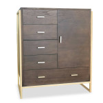 paris prix Buffet 5 Tiroirs & 1 Porte "Bynard" 112cm Marron & Or