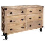 paris prix Buffet 6 Tiroirs en Bois "Cuba" 150cm Naturel