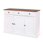 Paris Prix Buffet Bois 3 Portes "Takao" 130cm Blanc & Naturel
