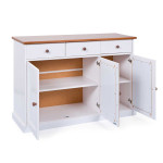 Paris Prix Buffet Bois 3 Portes "Takao" 130cm Blanc & Naturel
