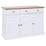 paris prix Buffet Bois 3 Portes "Takao" 130cm Blanc & Naturel