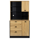 paris prix Buffet de Cuisine "Chef" 169cm Naturel & Noir