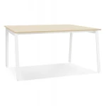 paris prix Bureau Bench Double "Rosendo" 160cm Blanc & Naturel