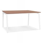 paris prix Bureau Bench Double "Rosendo" 160cm Blanc & Noyer