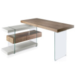 Paris Prix Bureau D'Angle Design "Kira" 140cm Naturel & Gris