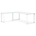 paris prix Bureau d'Angle en Verre Design "Hovik" 200cm Blanc