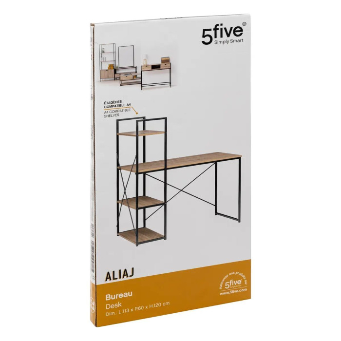 Paris Prix Bureau Design Avec Étagères "Aliaj" 120cm Naturel